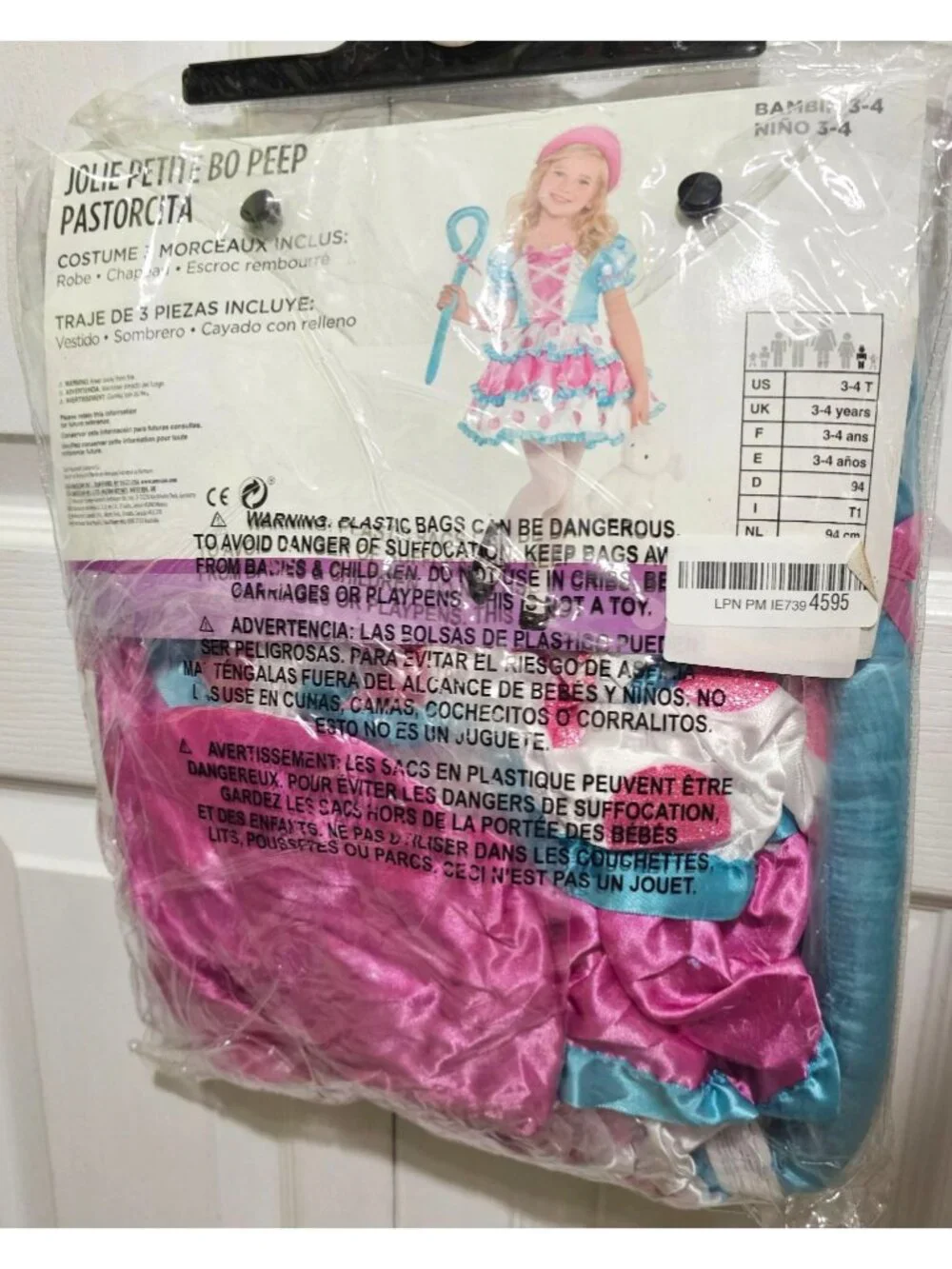 Little Bo Peep Toddler Costume 3T-4T Toy Story Halloween Dress Hat Crook Girls - Picture 3 of 5